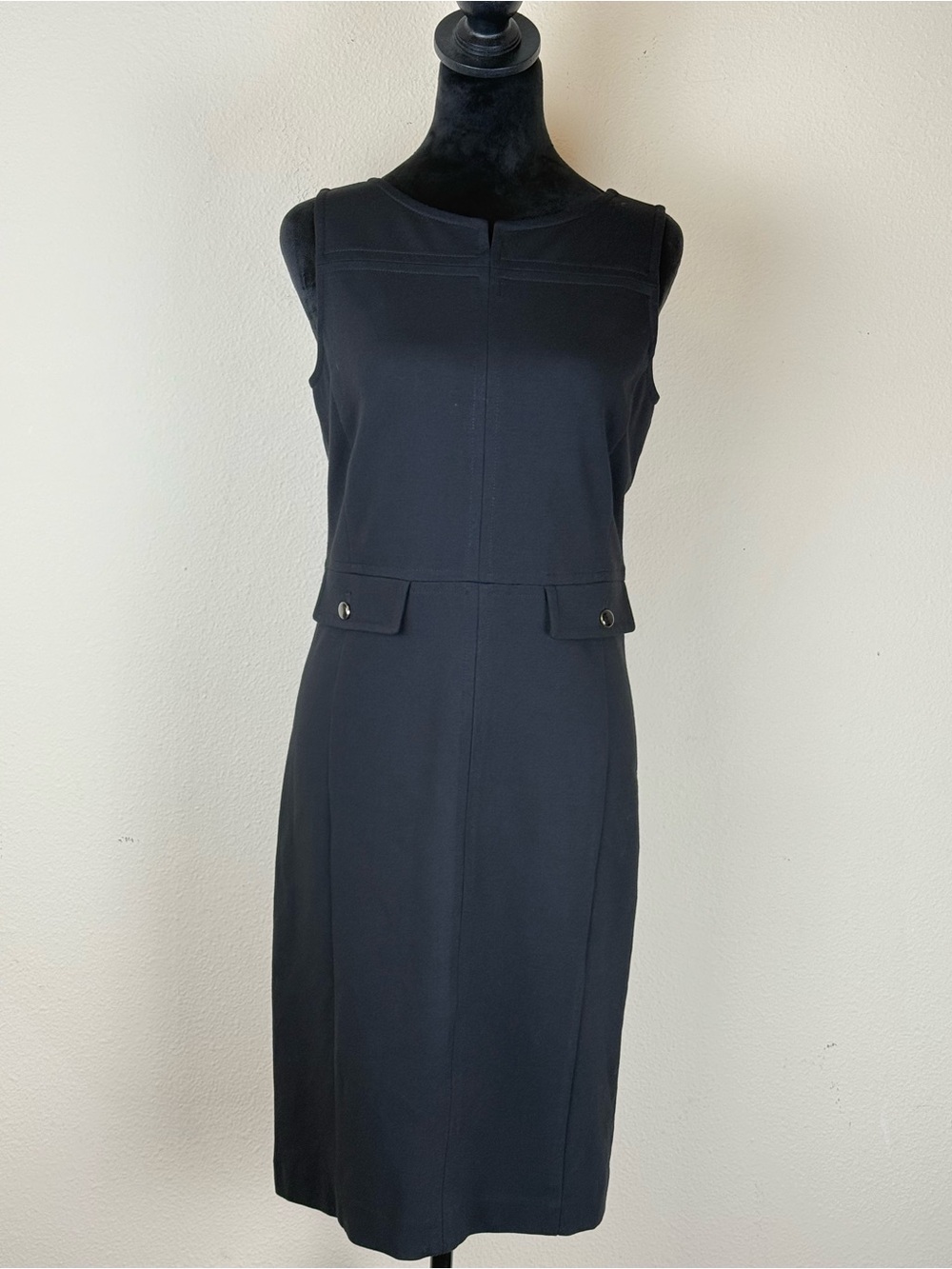 Talbots Luxe Ponte Dress Size P Black Sleeveless Sheath